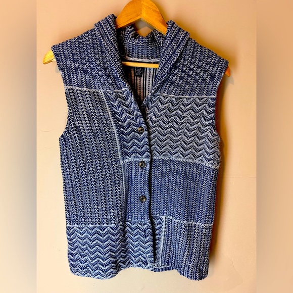 Chaps Knitted Button Up Sleeveless Sweater Vest/Cardigan w/ Collar Size M - Picture 1 of 6
